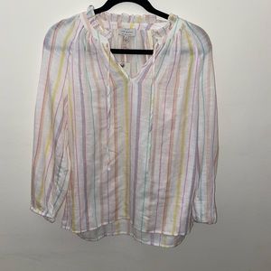Lucky Brand New NWT Blouse Striped White Long
